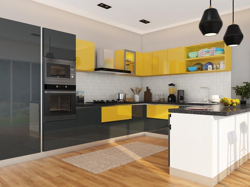 U shape modular kitchen